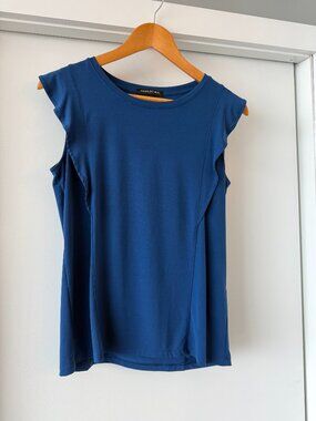 Banana Republic Blue Cap Sleeve Blouse | Size S | Stretch Work Top